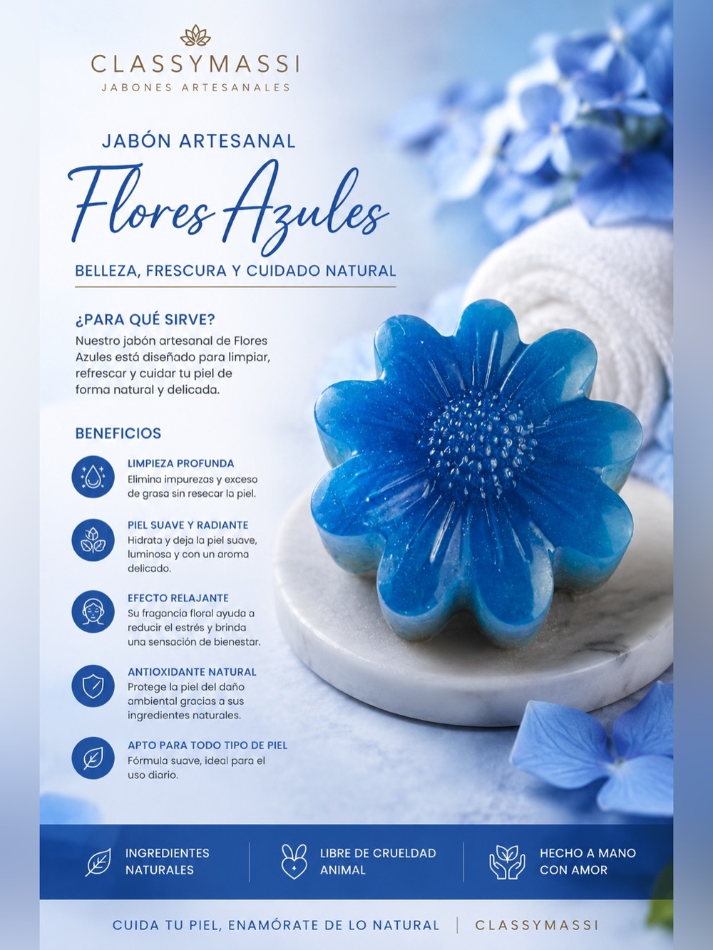 Flores Azules Blue Floral Artisan Soap